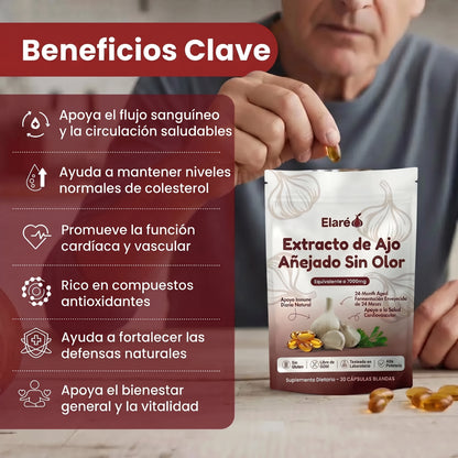 Extracto de Ajo Añejo — 7500mg Geles Blandos Inodoros