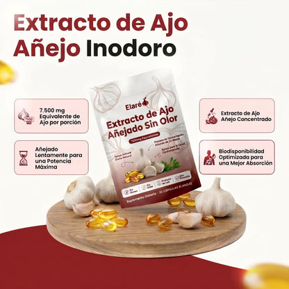 Extracto de Ajo Añejo — 7500mg Geles Blandos Inodoros