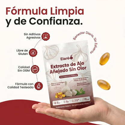 Extracto de Ajo Añejo — 7500mg Geles Blandos Inodoros